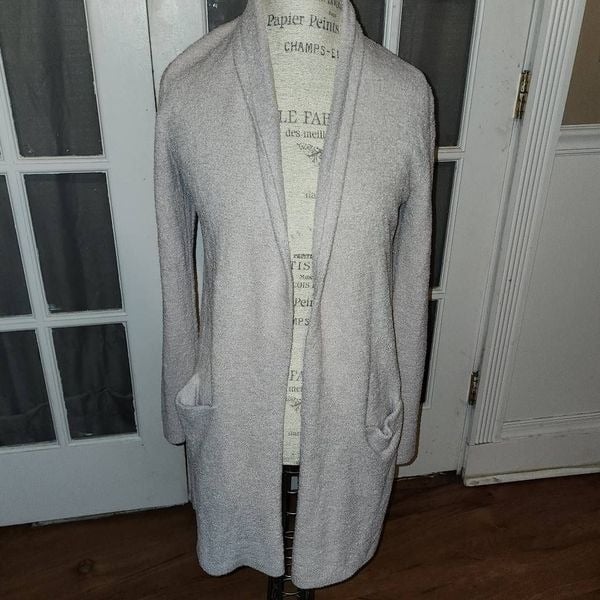 Barefoot Dreams Womens Tan Bamboo Chic Lite Open Front Cardigan Sweater Small