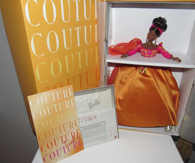 MIB NRFB Stunning Black Couture Symphony In Chiffon Barbie Circa 1997