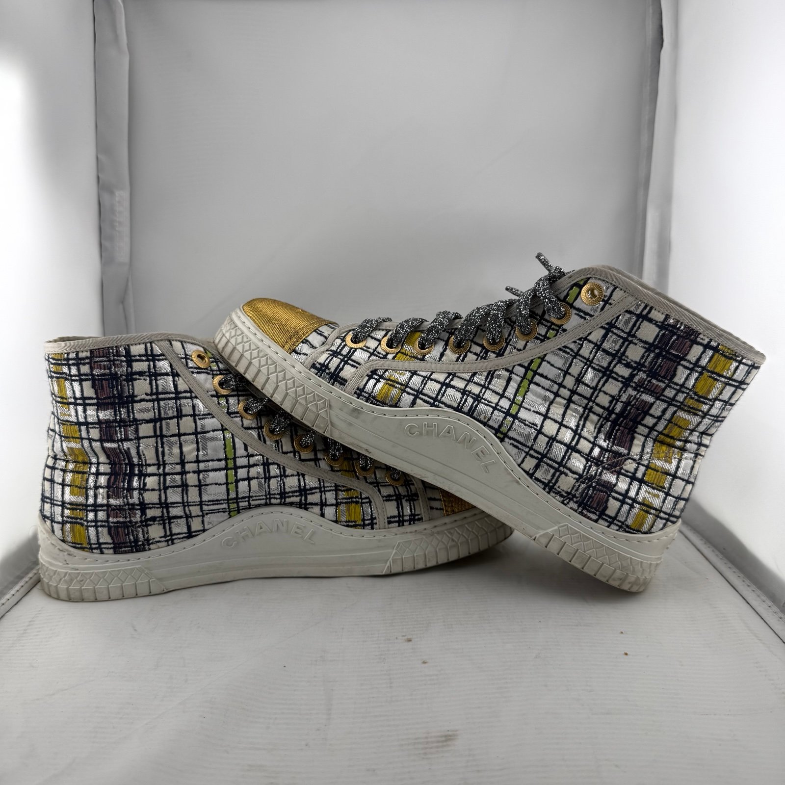 Chanel Sneakers Tweed Fabric Size 39.5