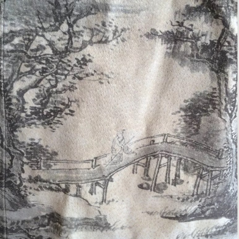 Suede Asian Willow Scene Painted Jacket