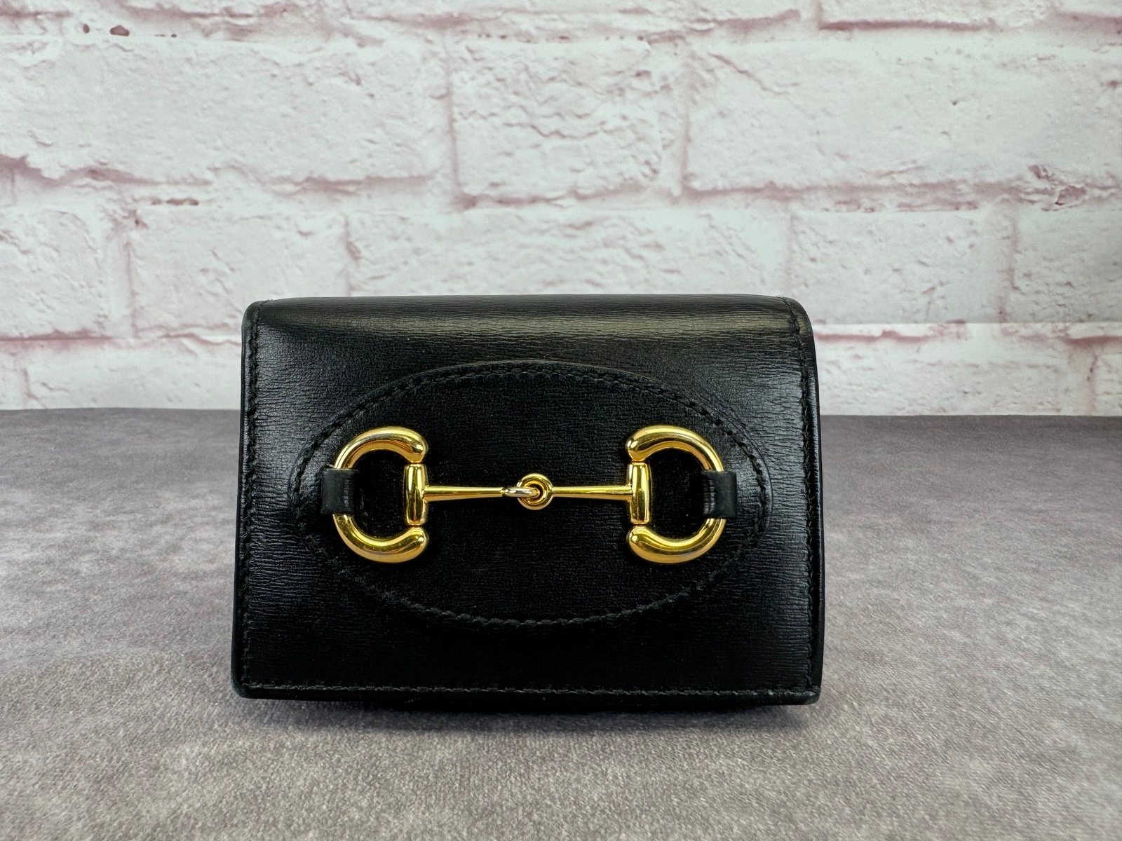 Authentic Gucci Black Horsebit 1955 Card Case Leather Wallet