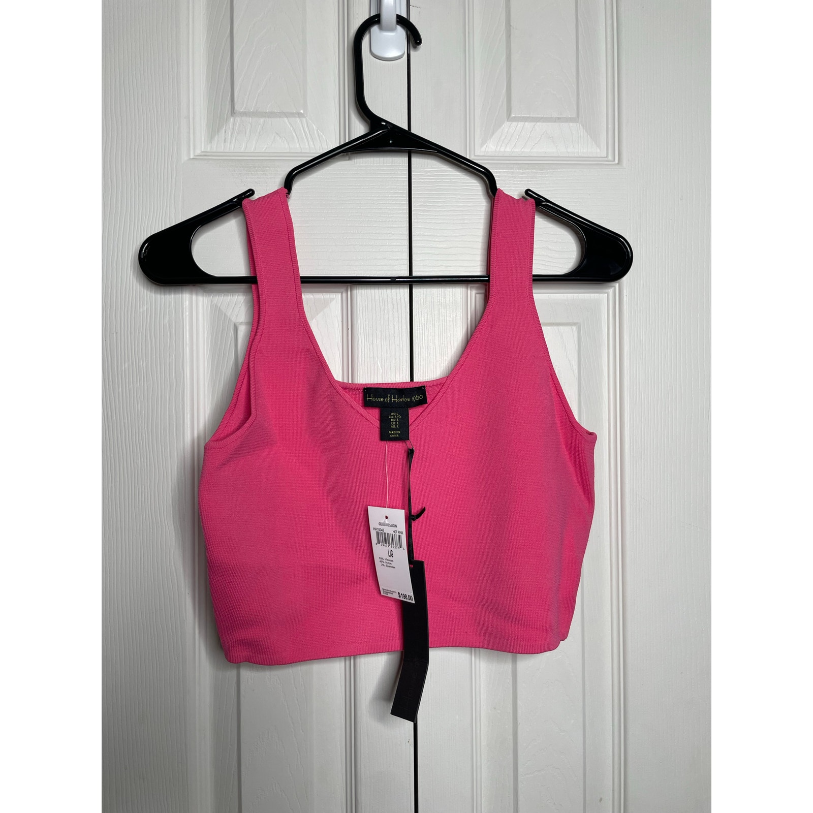 NEW House of Harlow 1960 Hot Pink Compression Cropped Tank Top Size Large