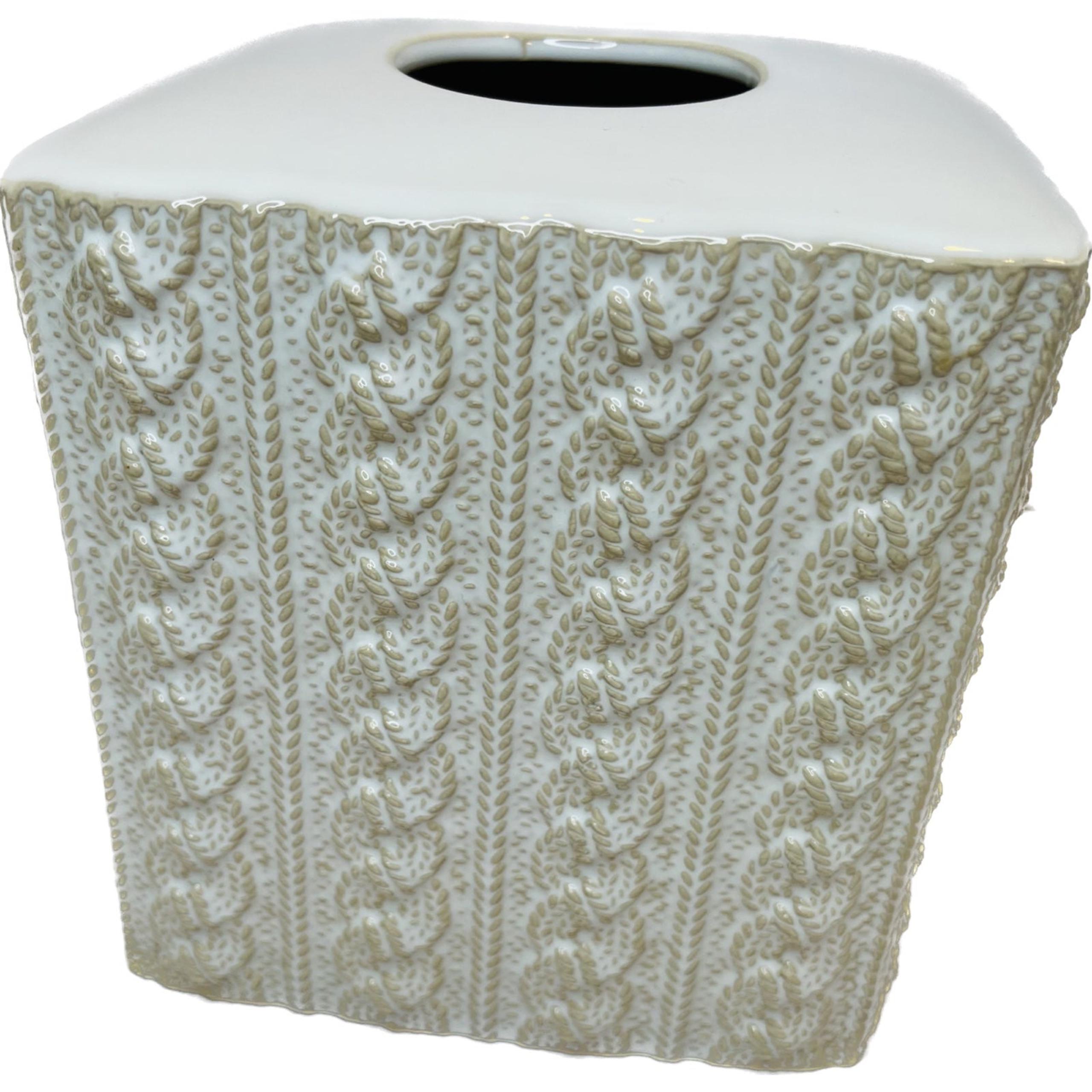 Ceramic tissue holder napkin braid beige