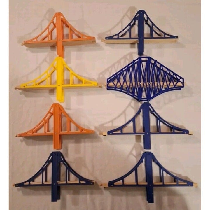 8 Thomas Compatible Wooden Railroad Train Bridge Lot Suspension W 13 Blocks READ
