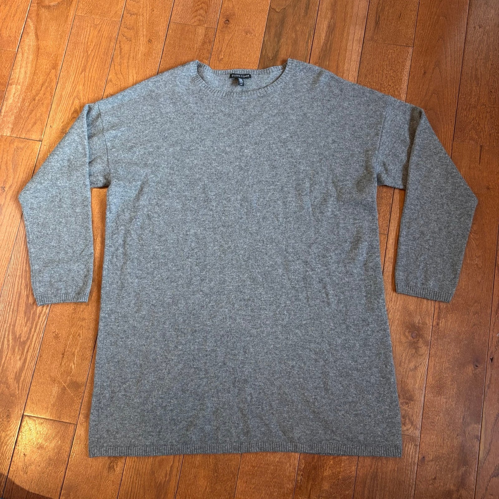 NWOT Womens Eileen Fisher 100% Cashmere Tunic Pullover Sweater Gray sz L