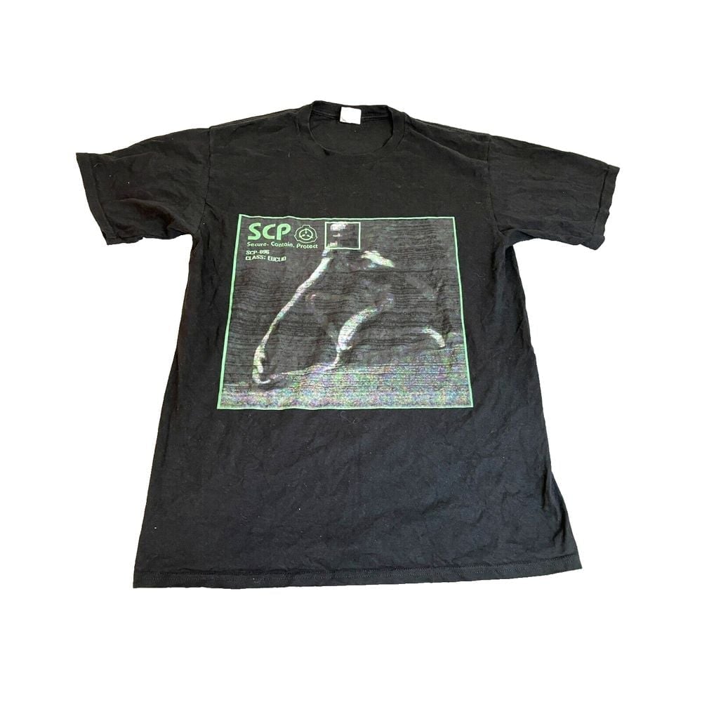 SCP 096 Shirt Adult Medium Black Shy Guy Terminal View Fictional Grunge Mens