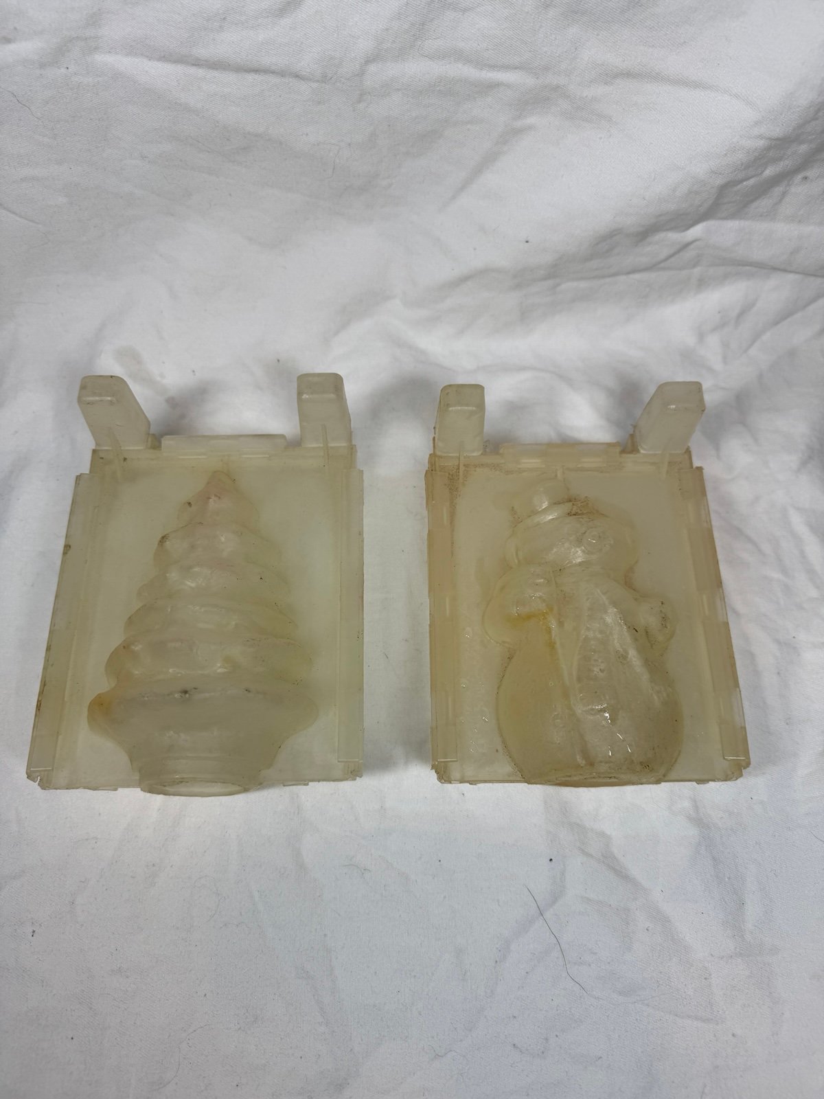 Vintage Plastic mold Christmas Tree And Snowman