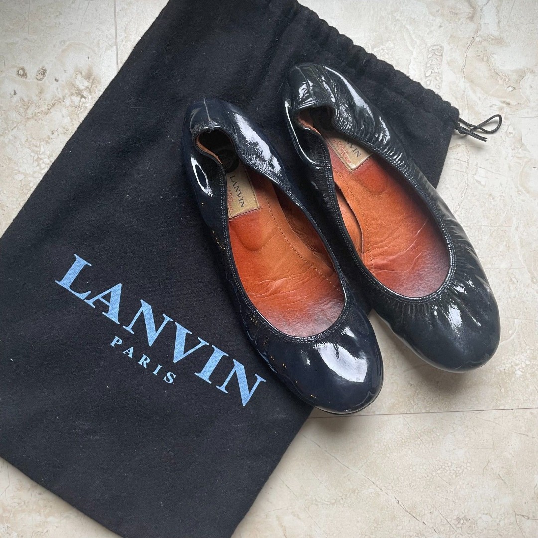 Lanvin Black Patent Leather Ballet Flats Size 7