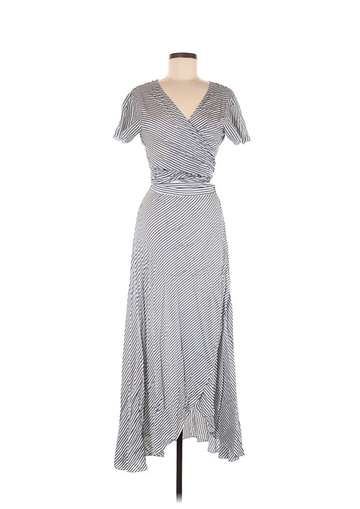 ViX Paula Hermann Maxi Dress Black White Pinstripe Size Medium