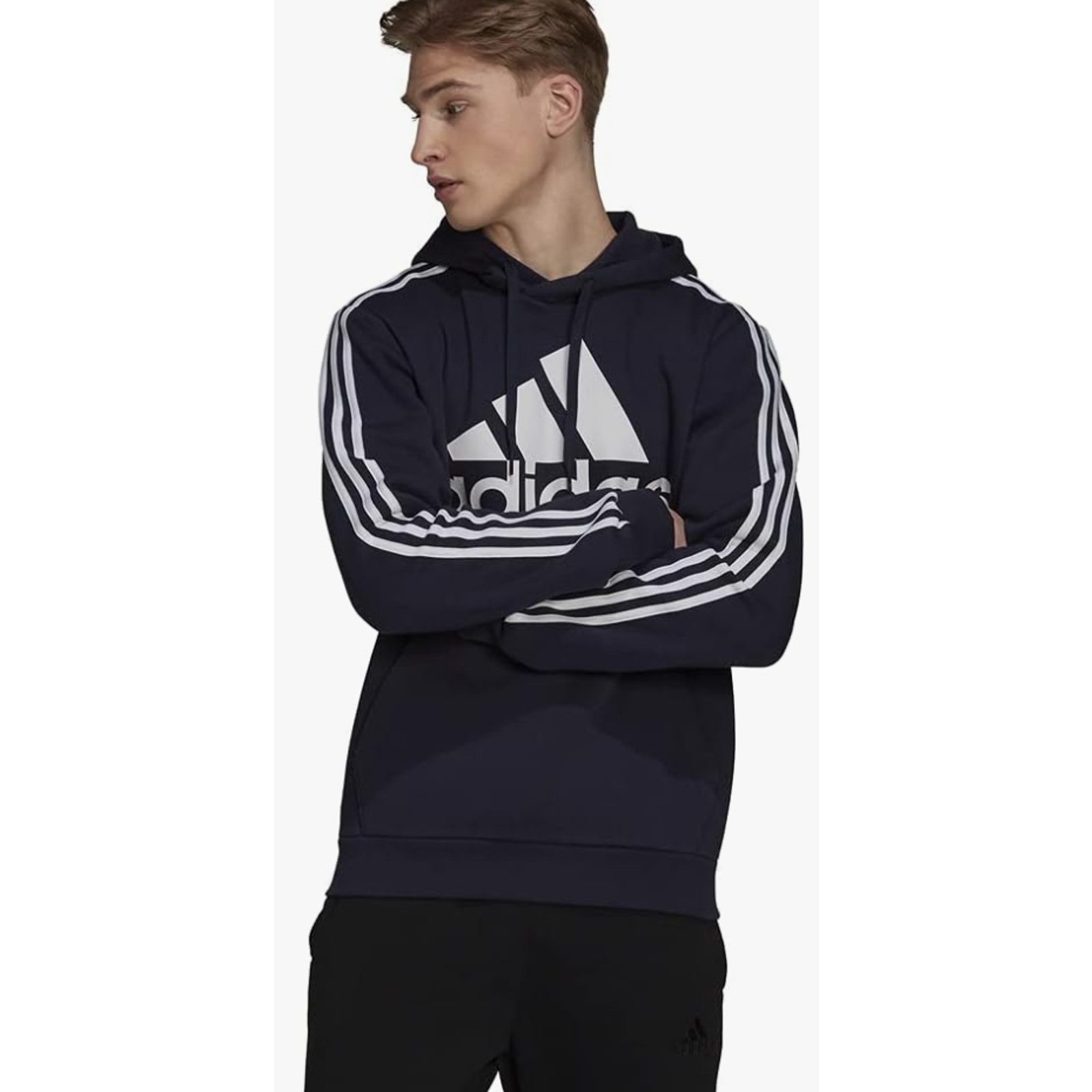 Adidas Men's Big & Tall 3-Stripes Fleece Hooded Sweatshirt, X-Large/Tall