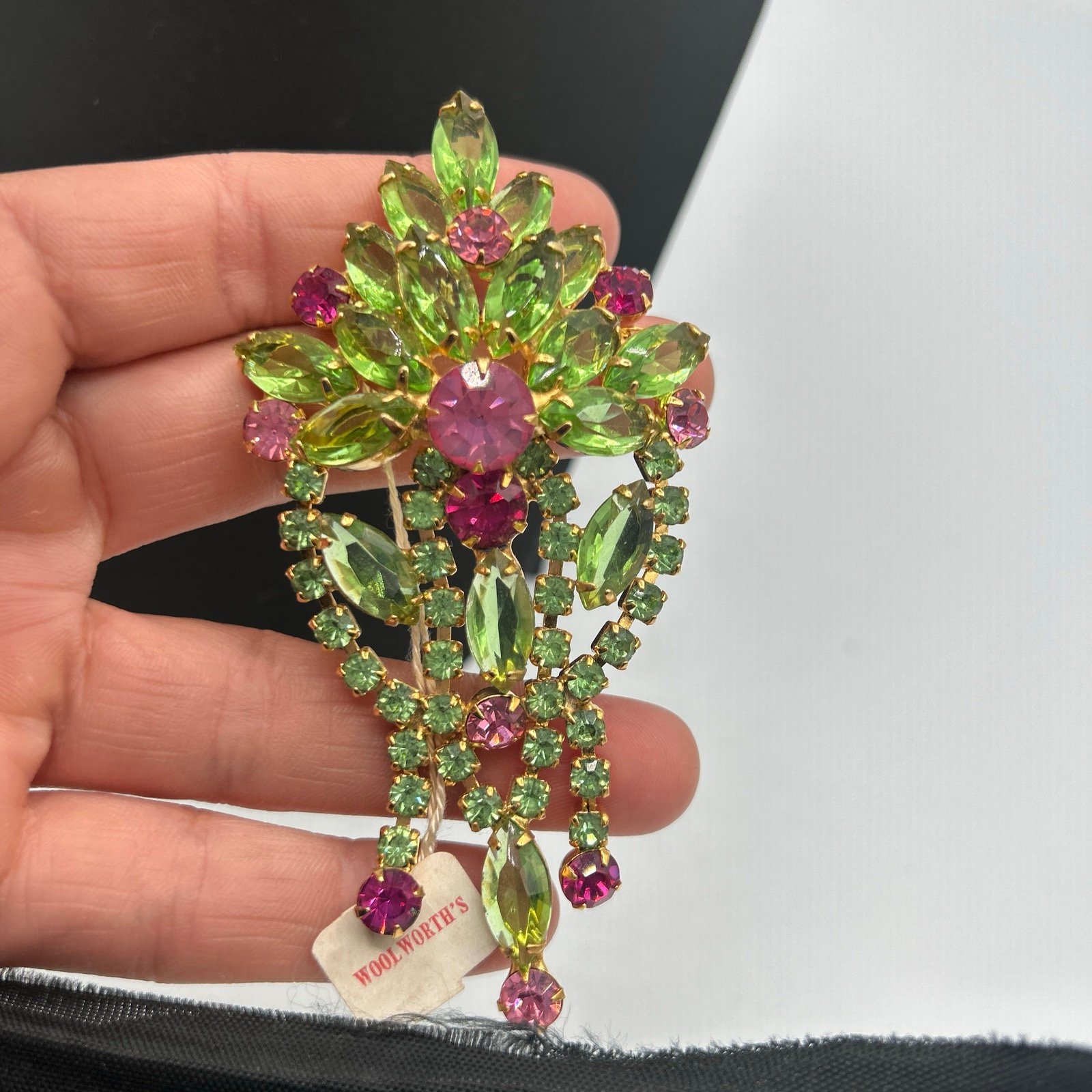 Pink and green vintage Juliana brooch