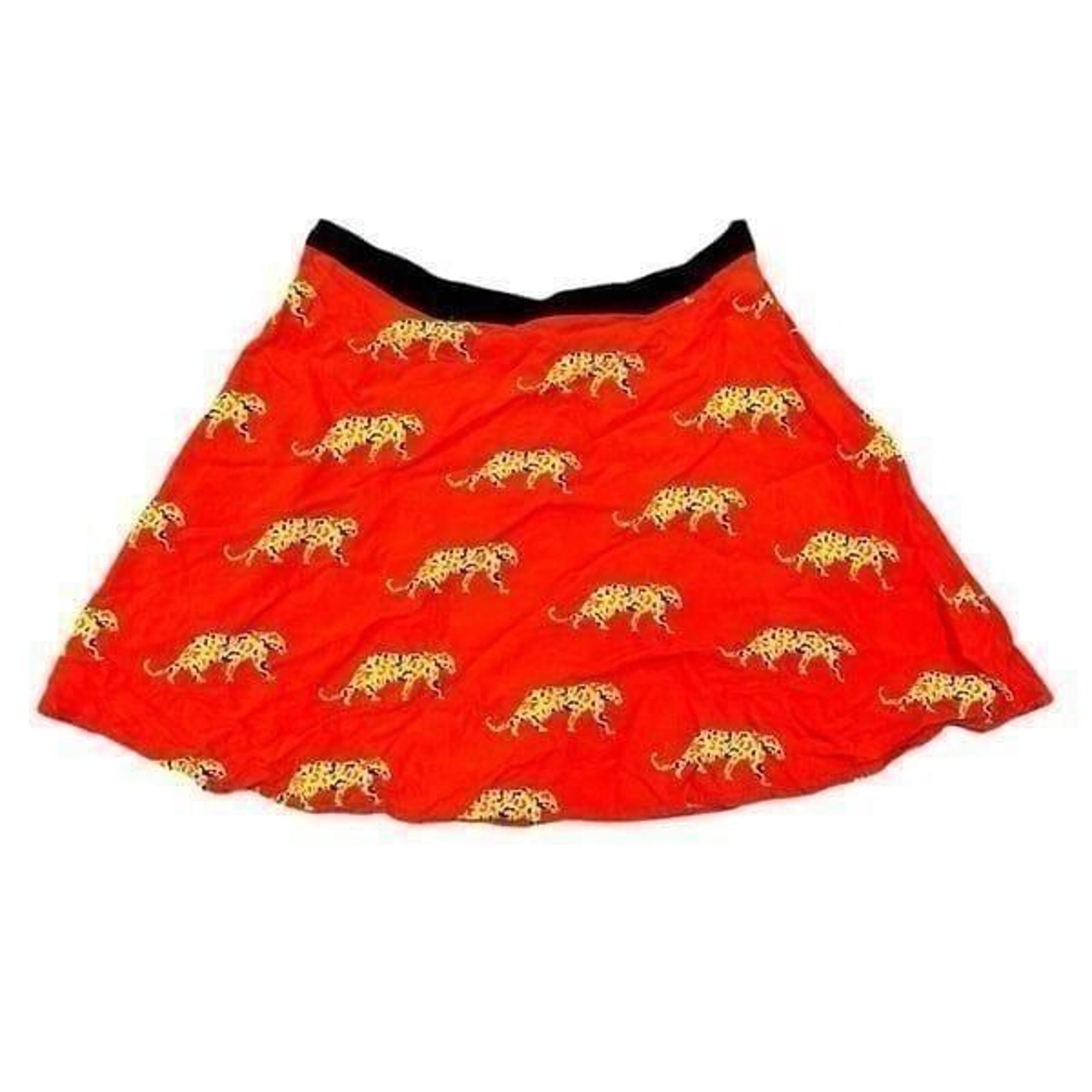 Women’s Made For Impulse Fashion Week Red Cheetah Skirt Size Large Kitsch Zoo