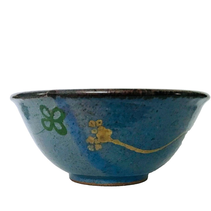 David Hendley Old Farmhouse Pottery Serving Bowl Blue Studio Artist Signed 9 