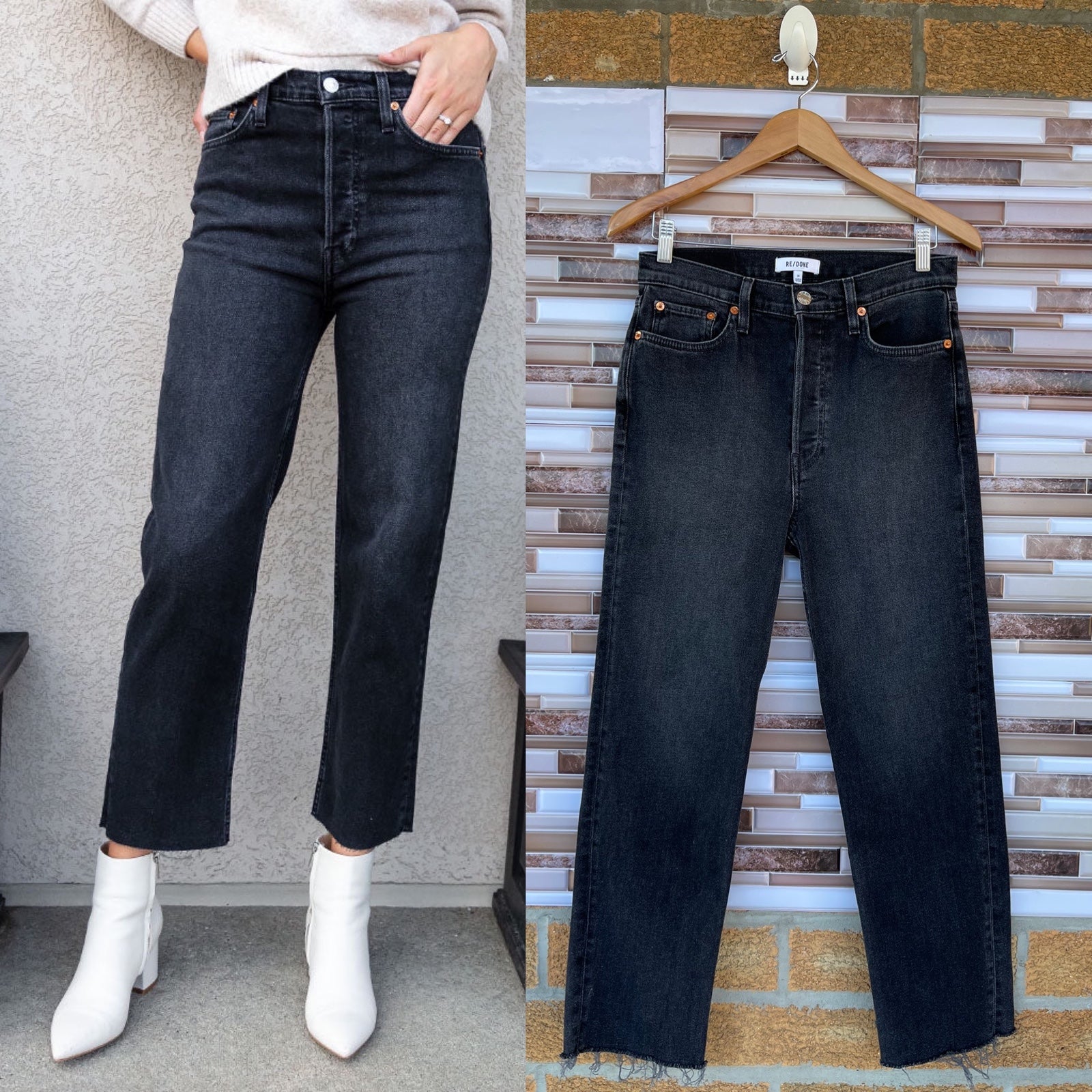 RE/DONE 70'S STOVE PIPE, WASHED NOIR, JEANS 28