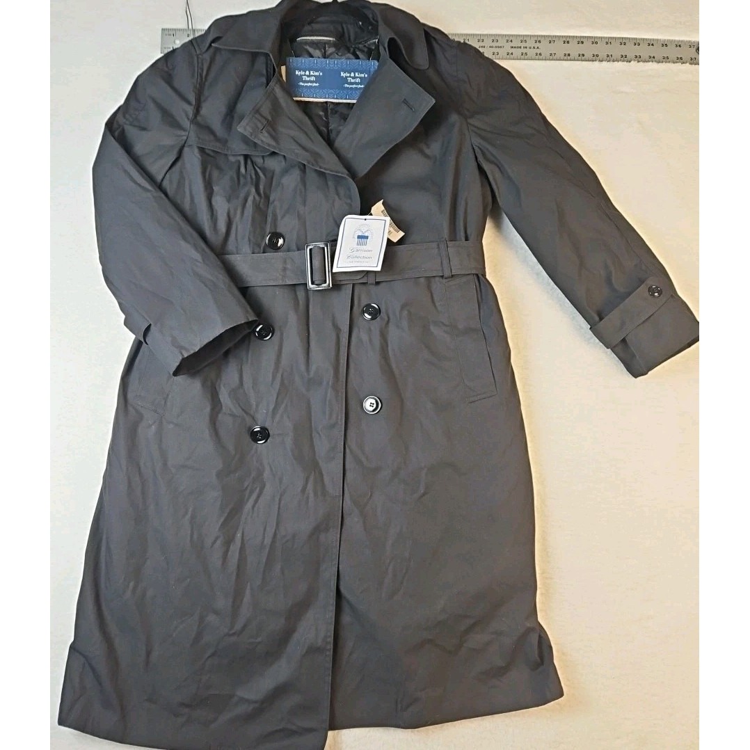 US Military Trench Coat Black 40R Defense Logistics Agency Garrison Quilt Lining