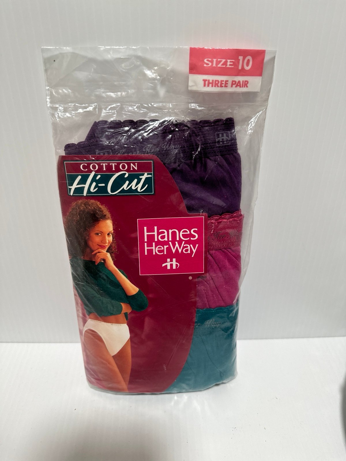 Vintage Hanes Her Way Hi-Cut Underwear Panties Three Pair Size 10 NOS