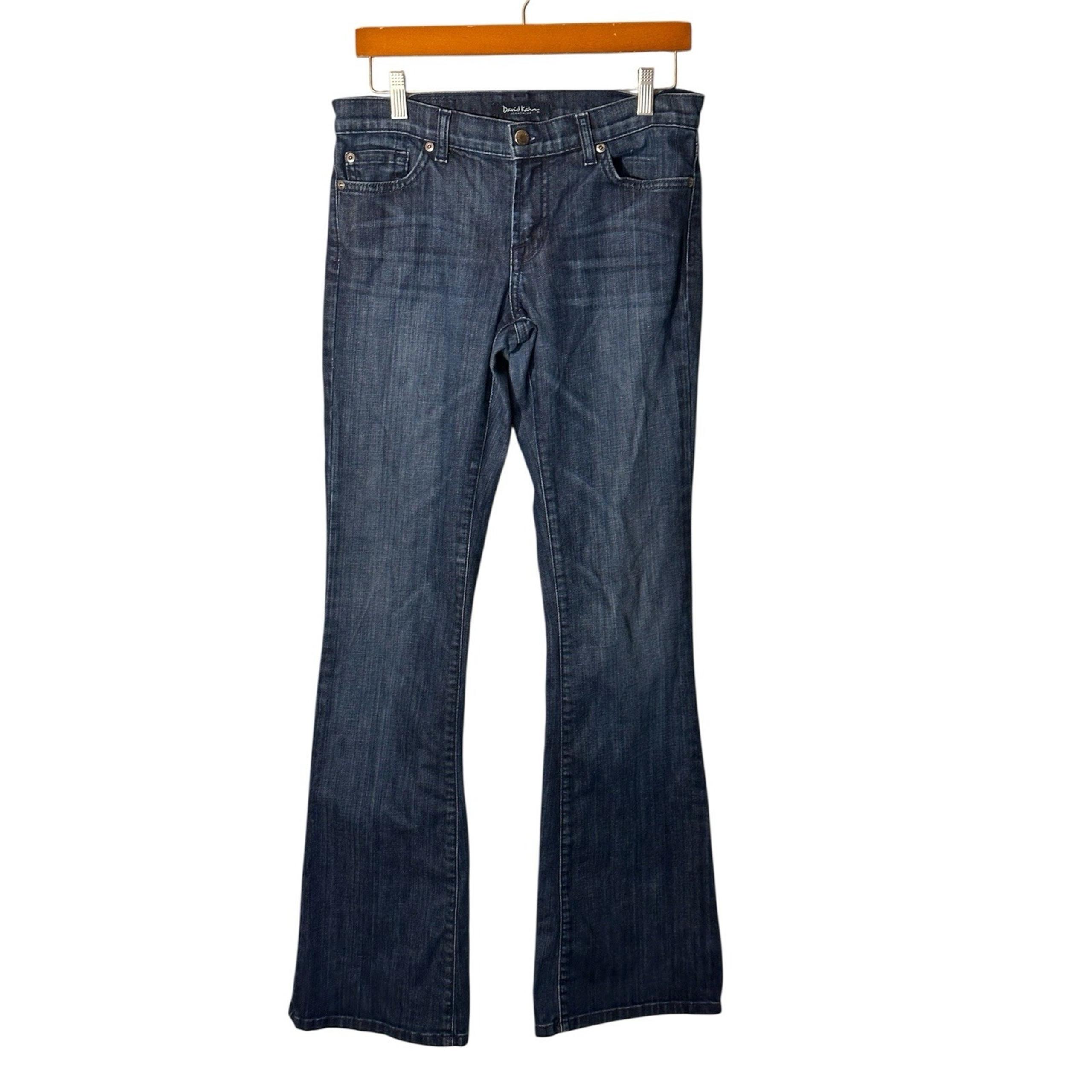 David Kahn Jeanswear Women's 28 Dark Wash Flare Jeans Mid Rise 34" Inseam
