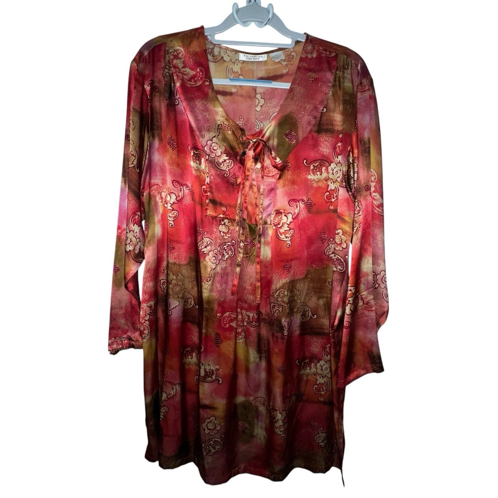 Vintage Gold Label Victoria's Secret 100% Silk 90s Paisley Nightgown Floral Med