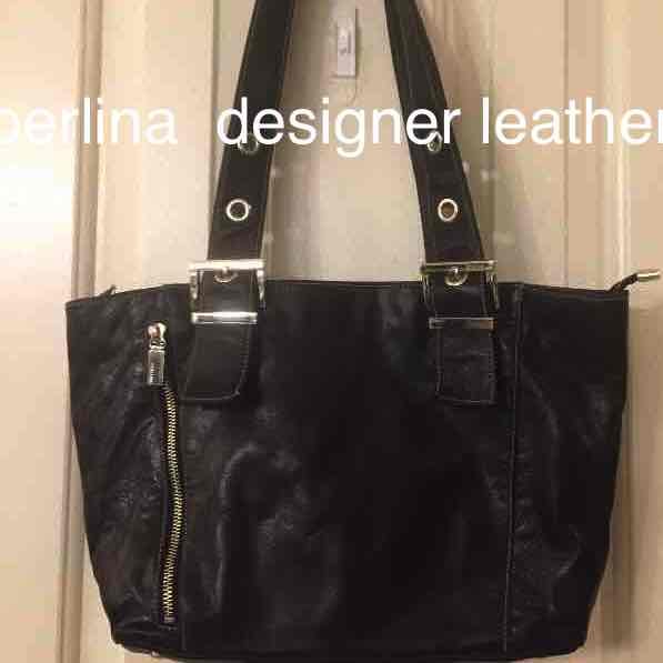 Perlina black leather purse