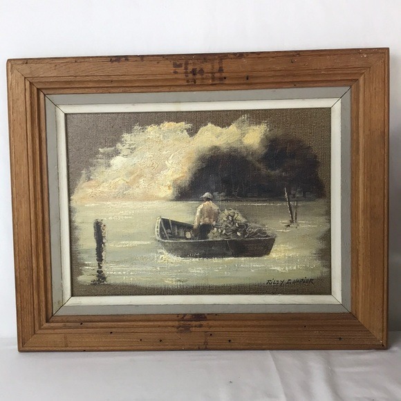 Vintage Riley F Napier oil painting 14x 10 framed