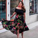 CAbi Women’s Drama Skirt Black Floral Print Wrap Midi Style Size XS Stretch Fun