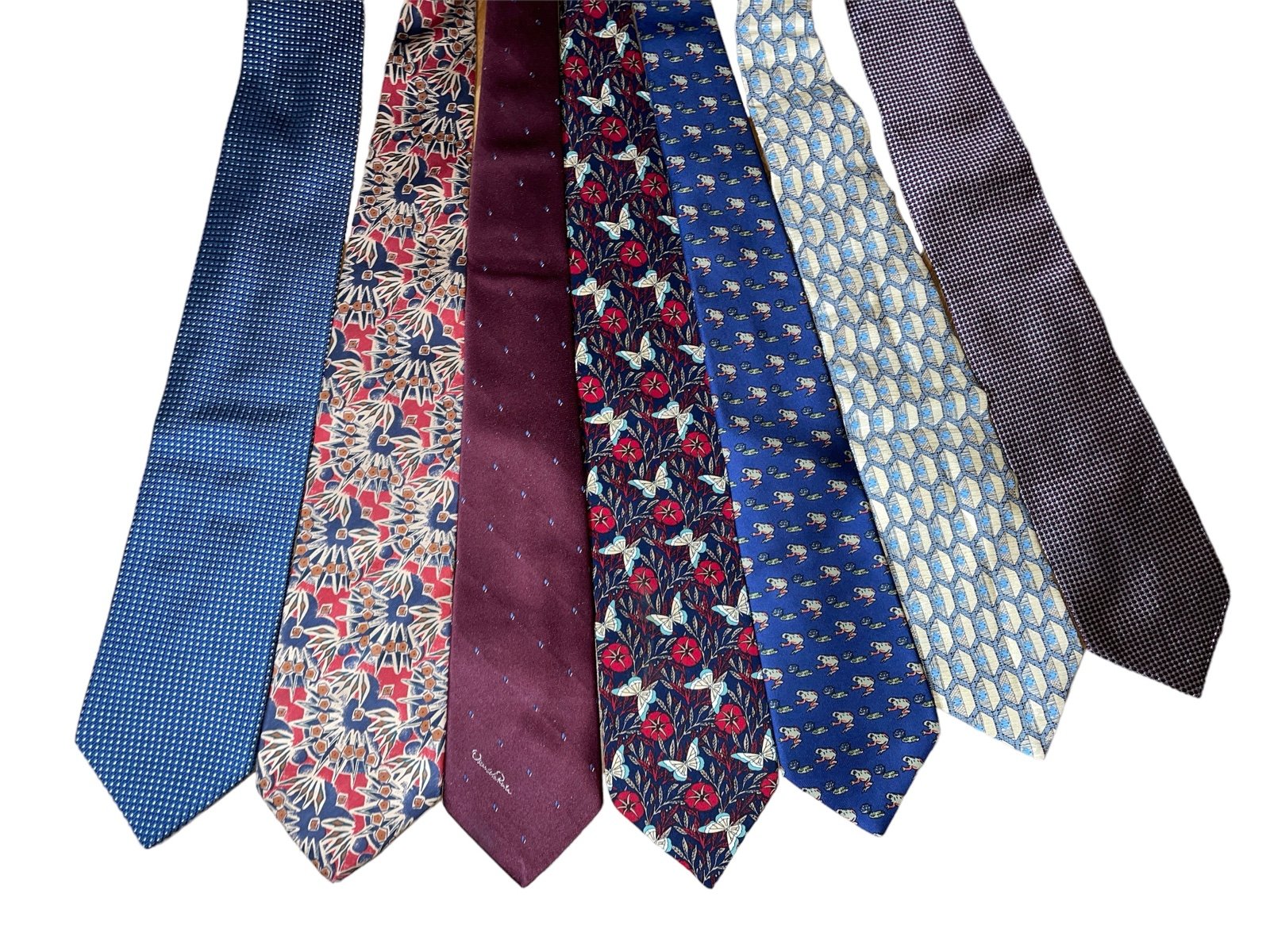 LOT OF 7 MISC MENS DESIGNER SILK NECK TIES SEE PICS