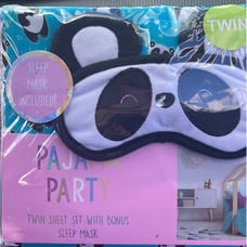 Blue panda TWIN sheet set with eye mask