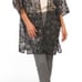 Anne Klein Women’s Black Floral Sequin Open Front Midi Kimono Cardigan Size L/XL