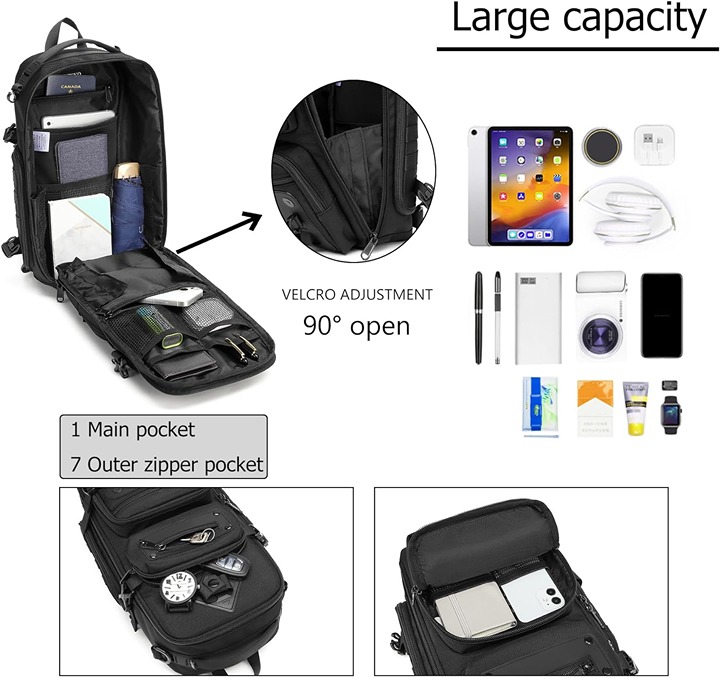 Men's large capacity crossbody backpack with tripod-WE34DF
