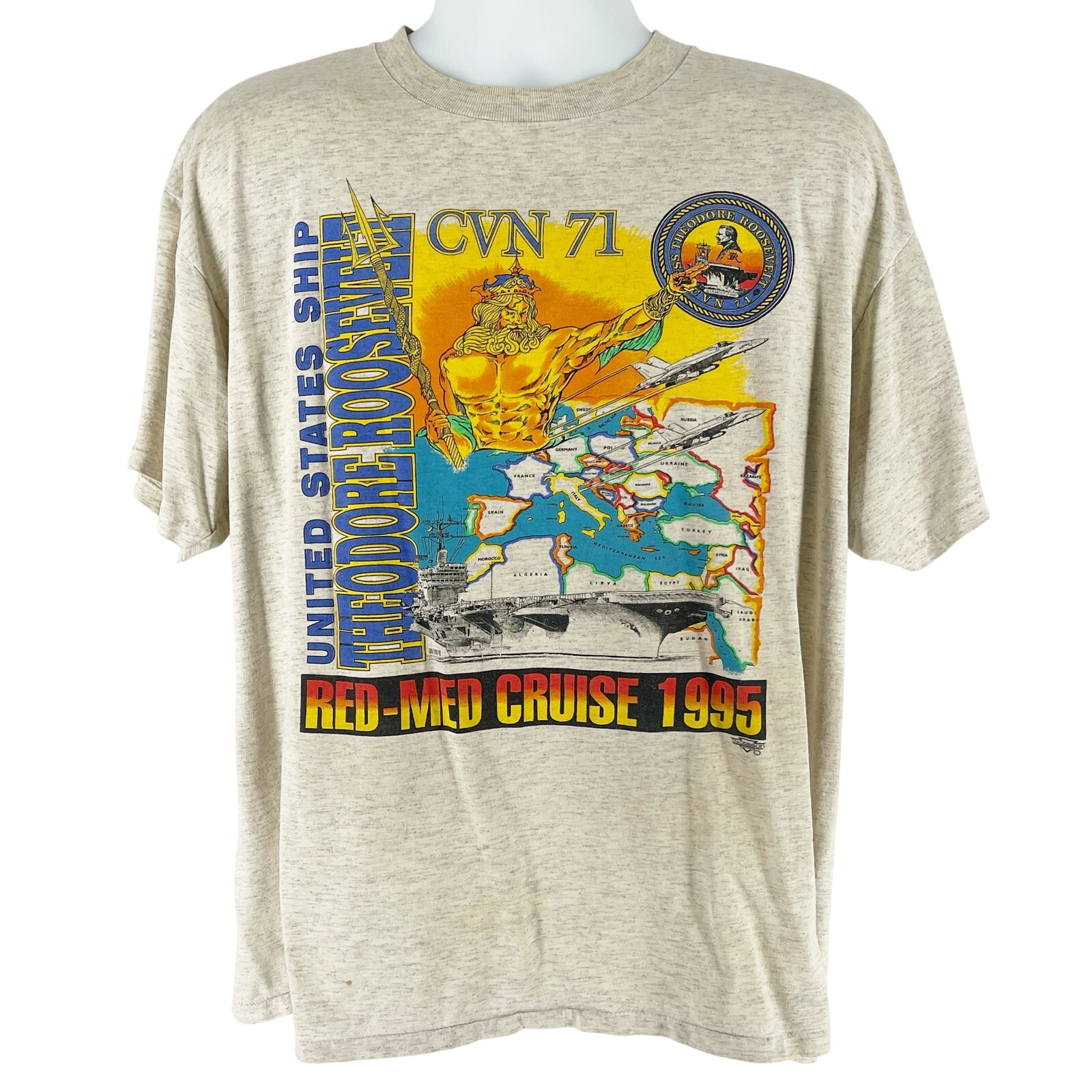 90s military aircraft carrier CVN 71 Theodore Roosevelt tshirt 1990s vintage