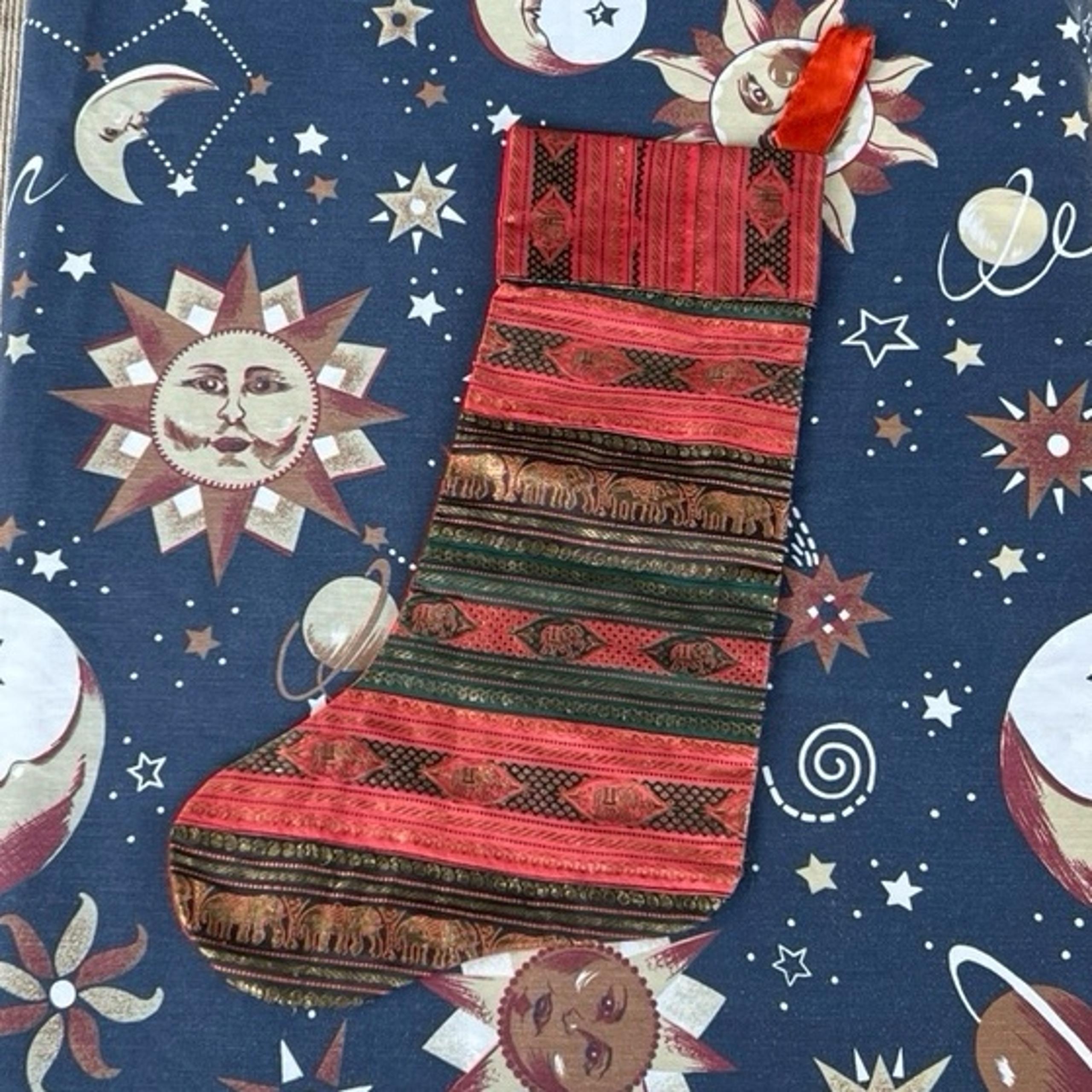 Pier 1 Imports Bohemian Elephant Patterned Hanging Christmas Stocking