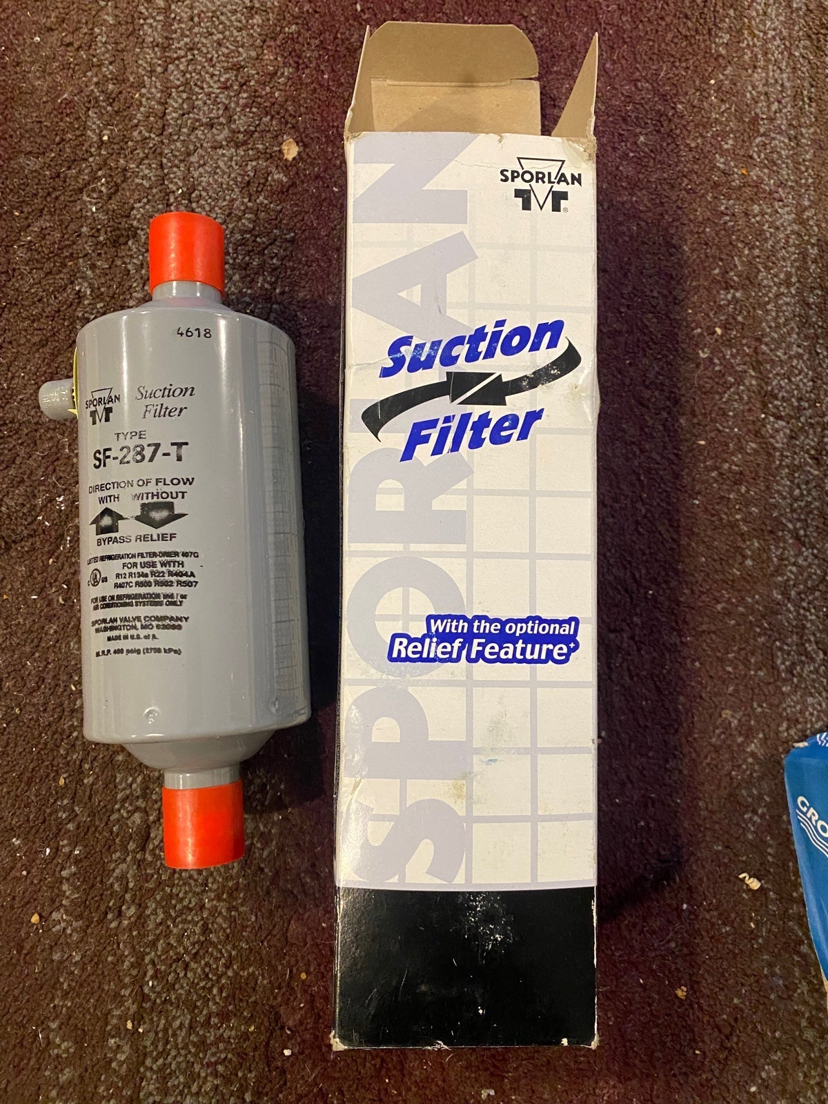 SUCTION LINE FILTER DRIER WITH PRESSURE TAP SF237T with optional relief feature