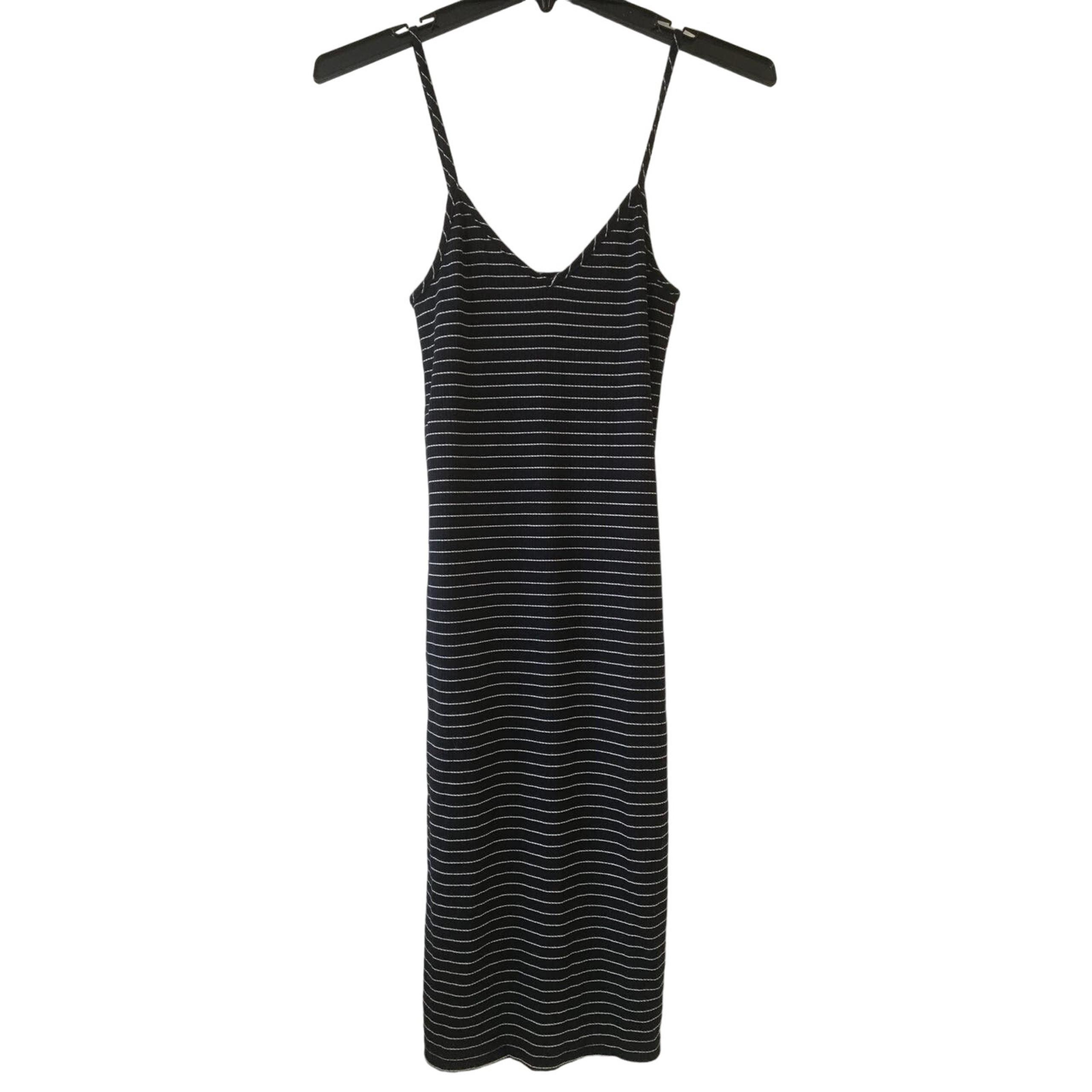 Velvet Torch Large fits like S Spaghetti Strap Lined Black & White Striped Dress