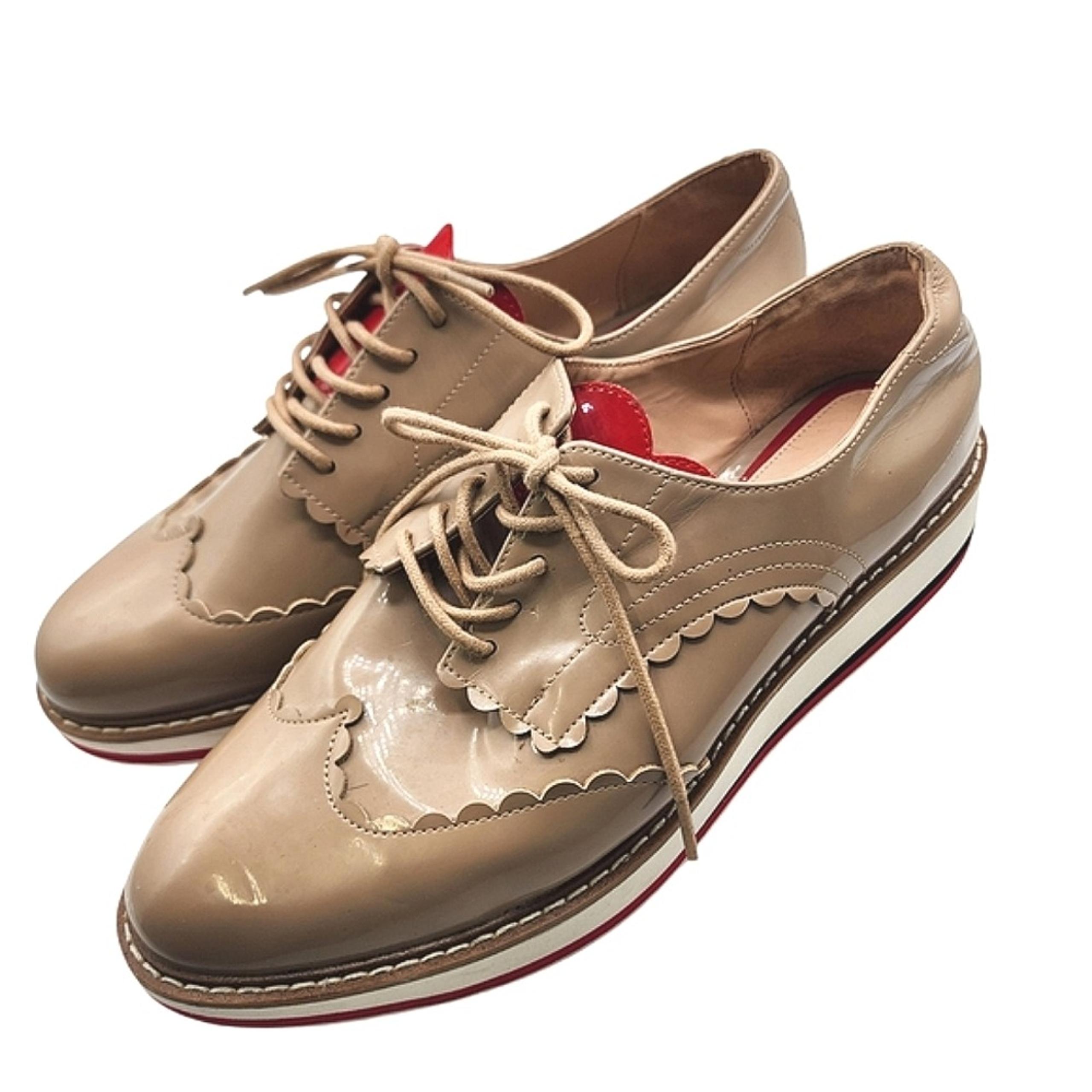 Zara Womens Tan Platform Oxfords with Modern Twist Size 9 EU 40
