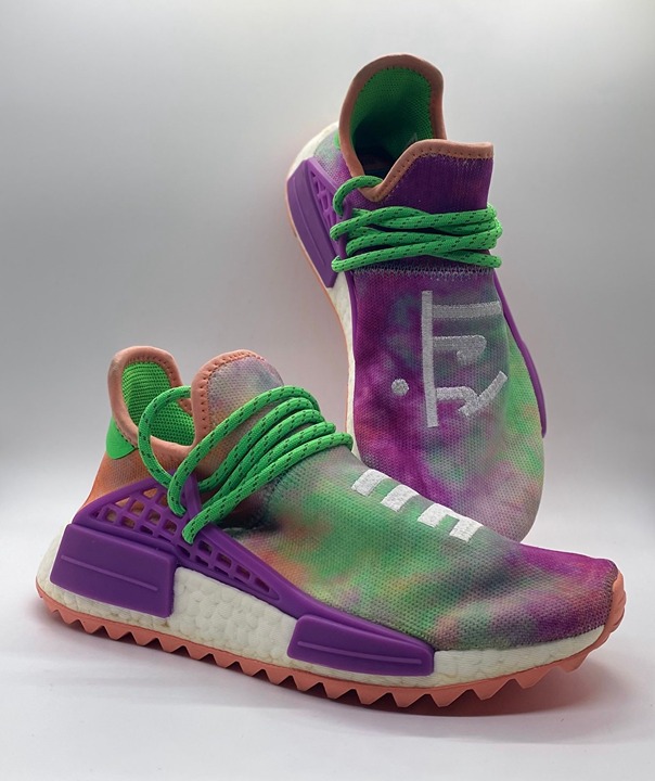 Size 4.5 adidas Pharrell x NMD Human Race Trail Holi Festival Sneakers Used