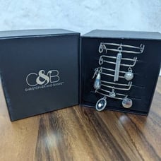 C&B Christopher & Banks Silver Set of Bangle Bracelets Charm 5 Total