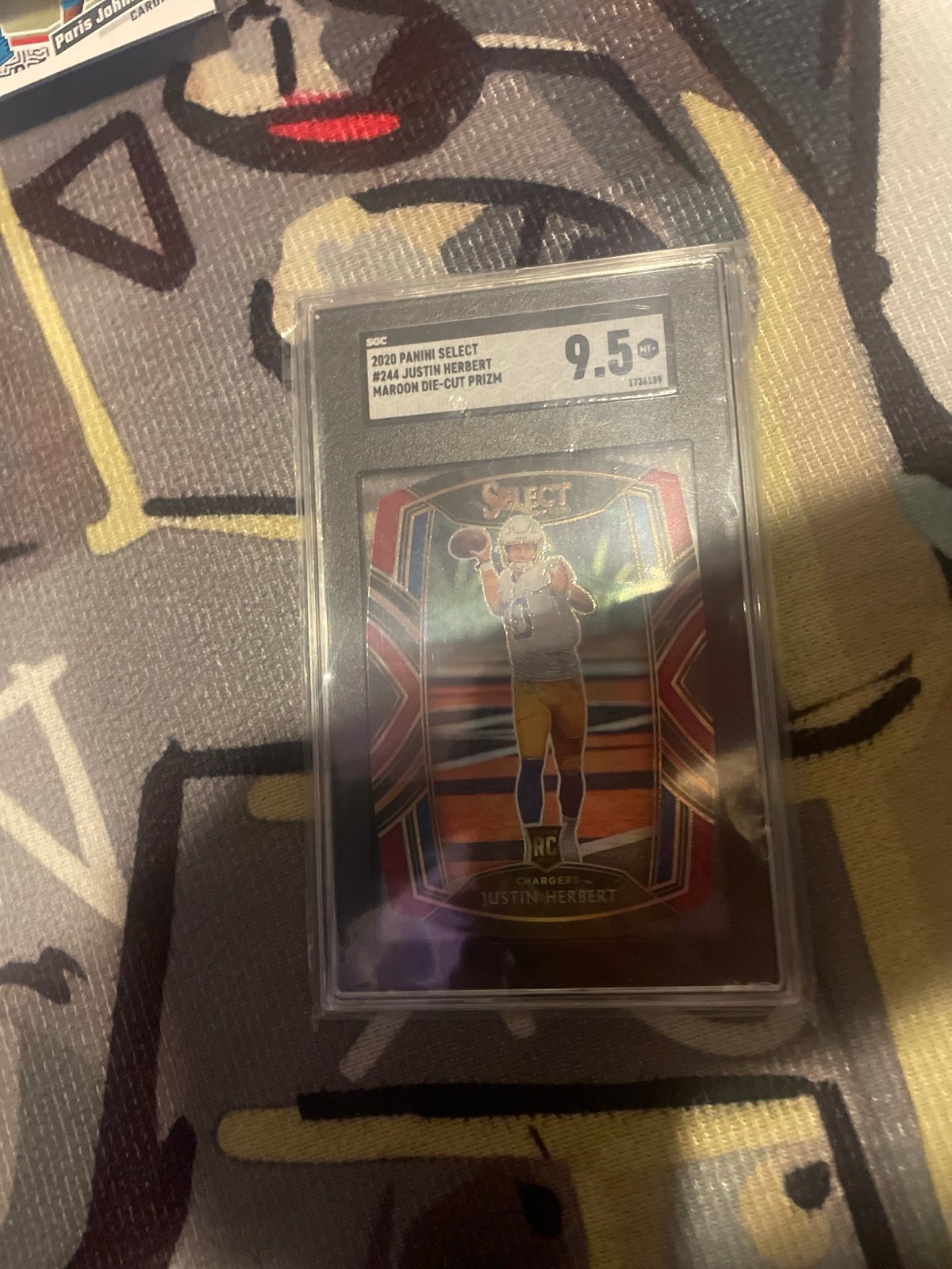 justin herbert sga 9.5 graded rookie maroon die cut prizm
