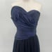 Max and Cleo Strapless Gown Maxi Dress Asymmetric Pleats Iridescent Blue Black 6