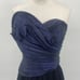 Max and Cleo Strapless Gown Maxi Dress Asymmetric Pleats Iridescent Blue Black 6