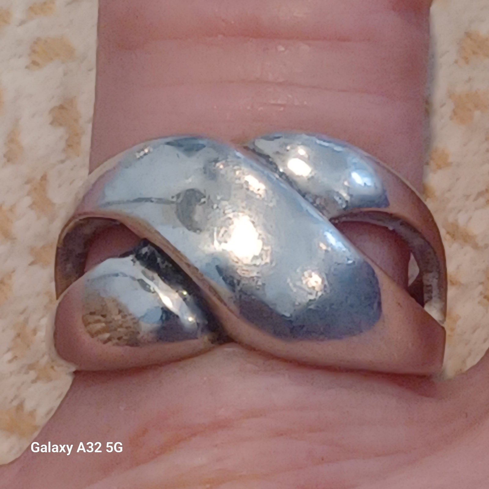 Vtg.Sterling Silver Unique bypass ring- sz7