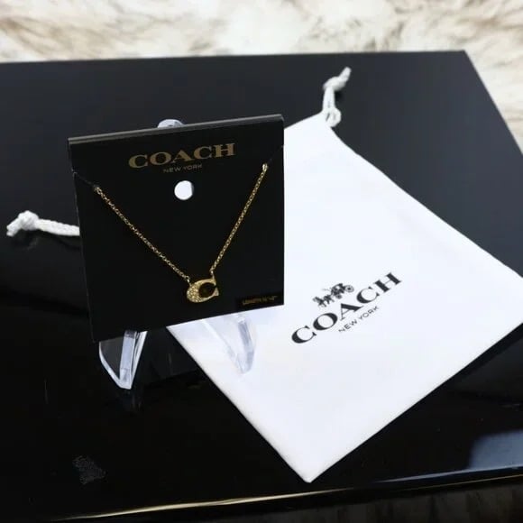 COACH PAVE SIGNATURE NECKLACE 91433 GLD