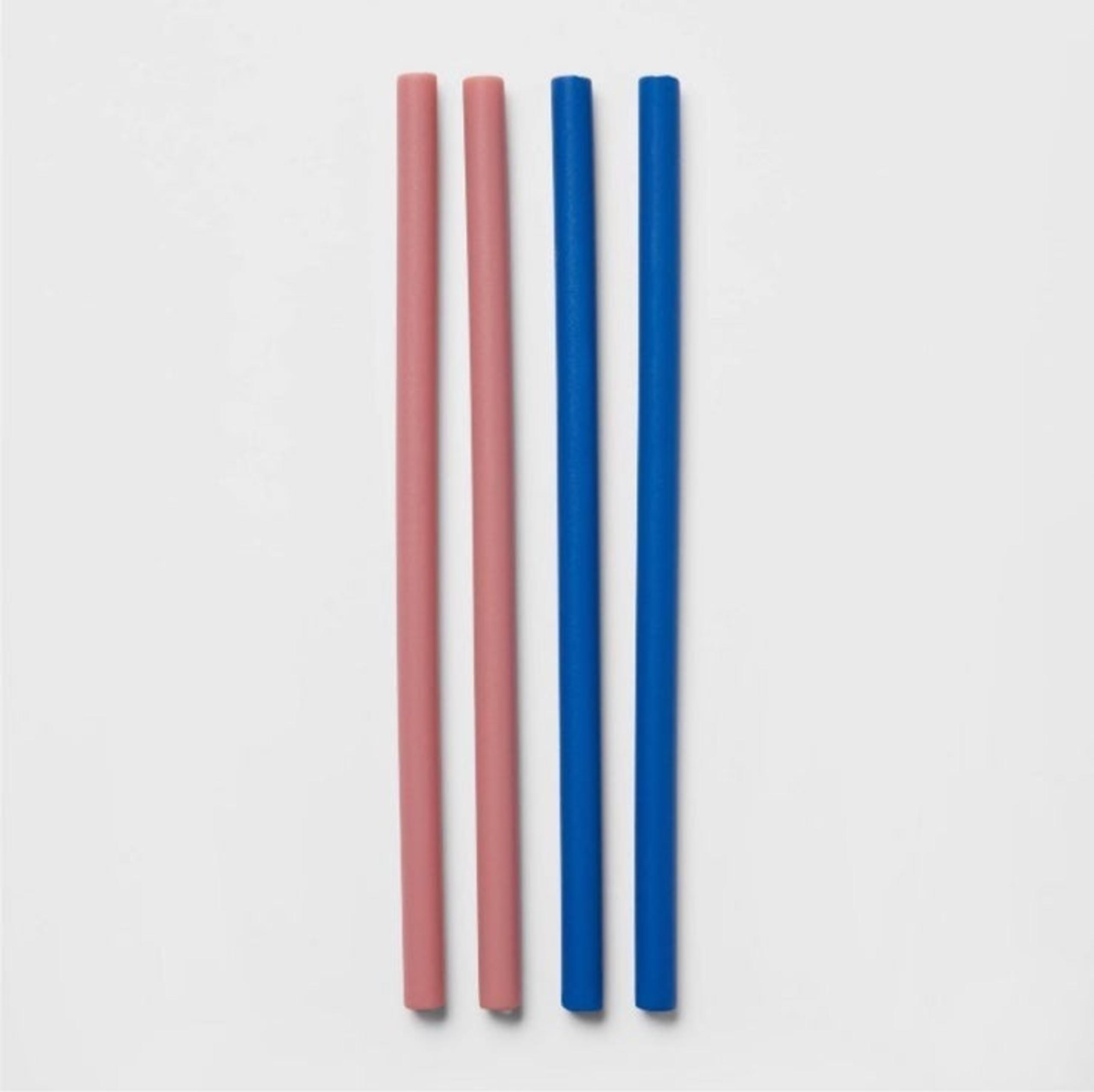 4pk Silicone Reusable Straws Dolphin Blue/Pink