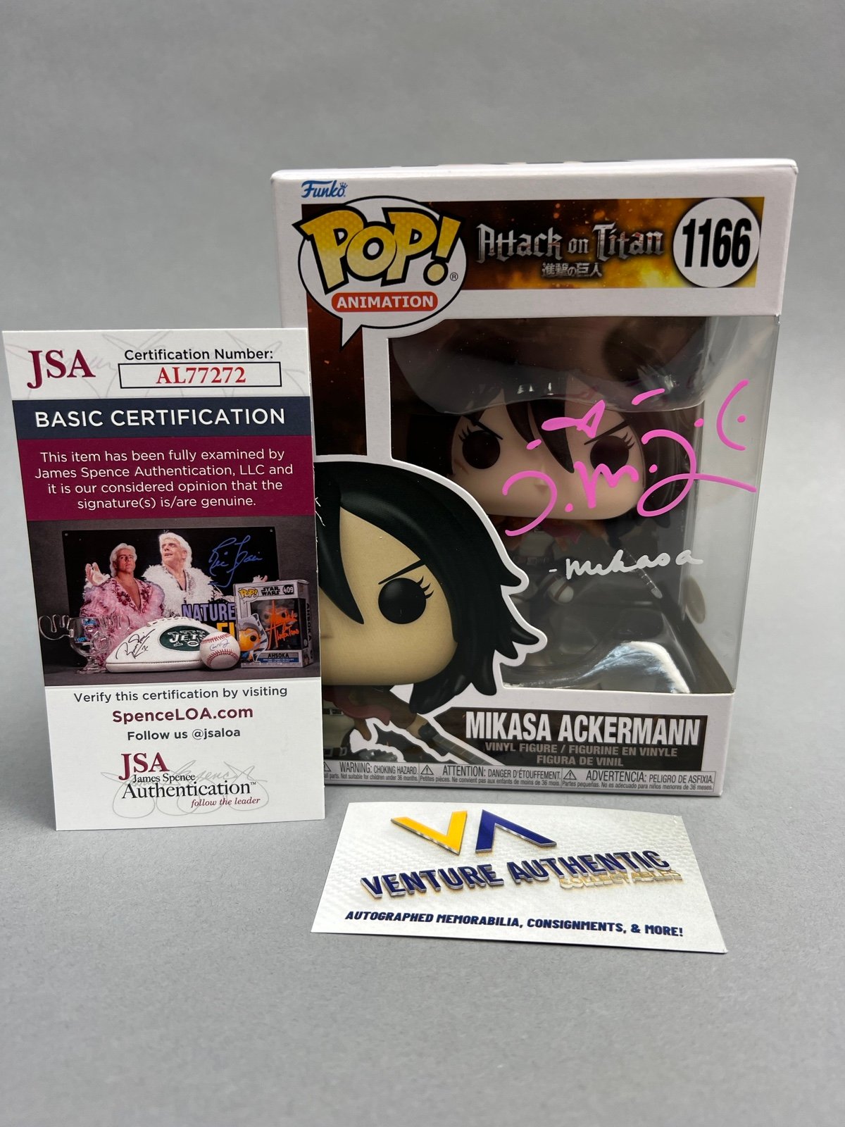 Trina Nishimura Signed Mikasa Ackerman Attack on Titan Funko Pop w/ JSA