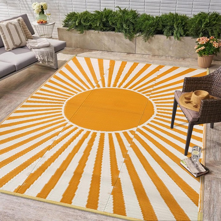 Waterproof Outdoor Rug 5x8, Reversible Outdoor Plastic Straw Camping Rug