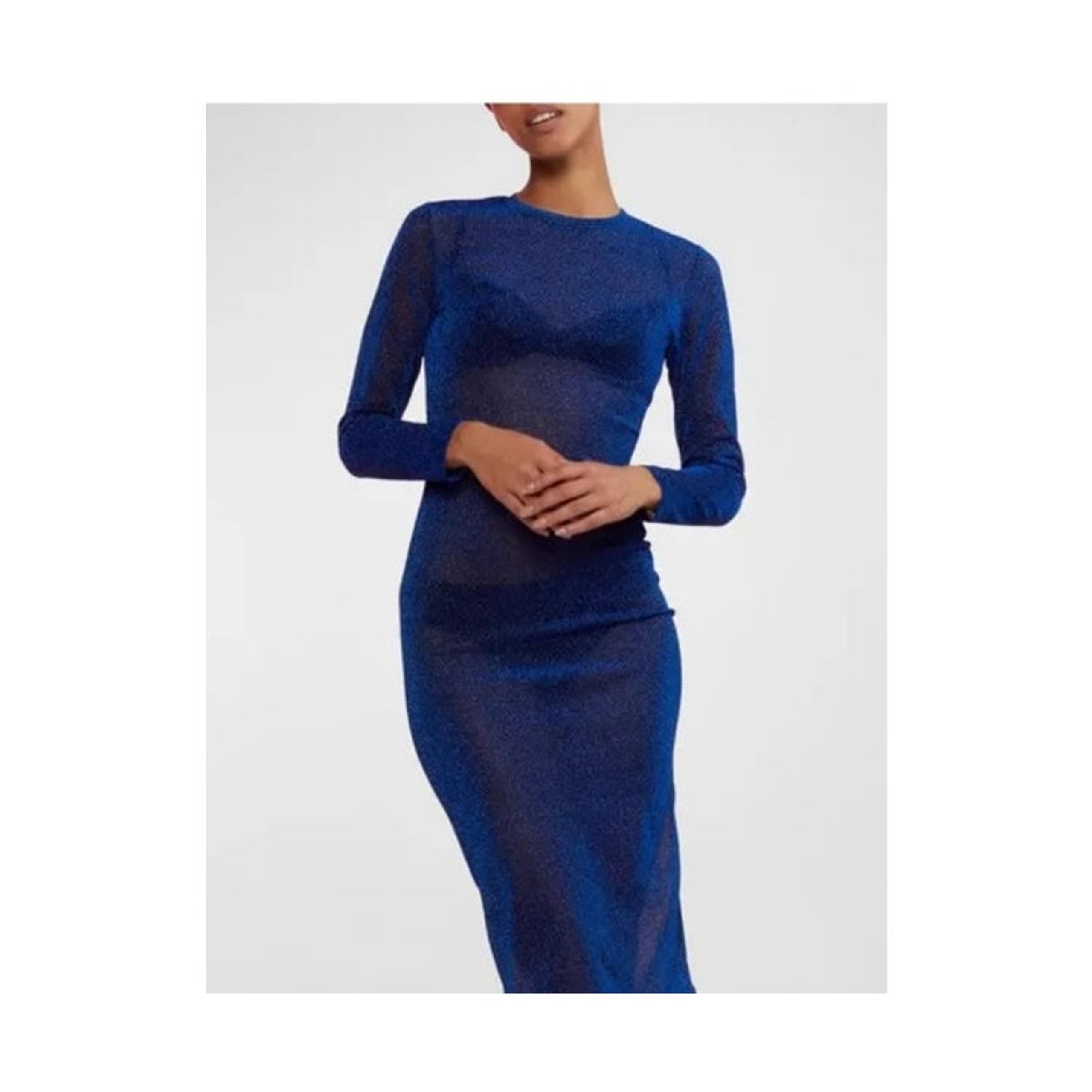 Cynthia Rowley Sheer Blue Metallic  Midi Dress - S