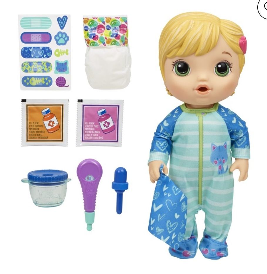 Baby Alive Mix My Medicine Kitty-Cat Pajamas Doll Playset, 9 Pieces