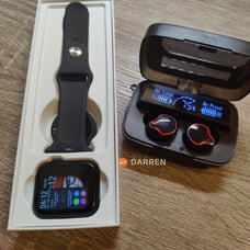 COMBO~Smart Watch Sports Tracker Bluetooth Call + Bluetooth 5.1 Earbuds Earphone