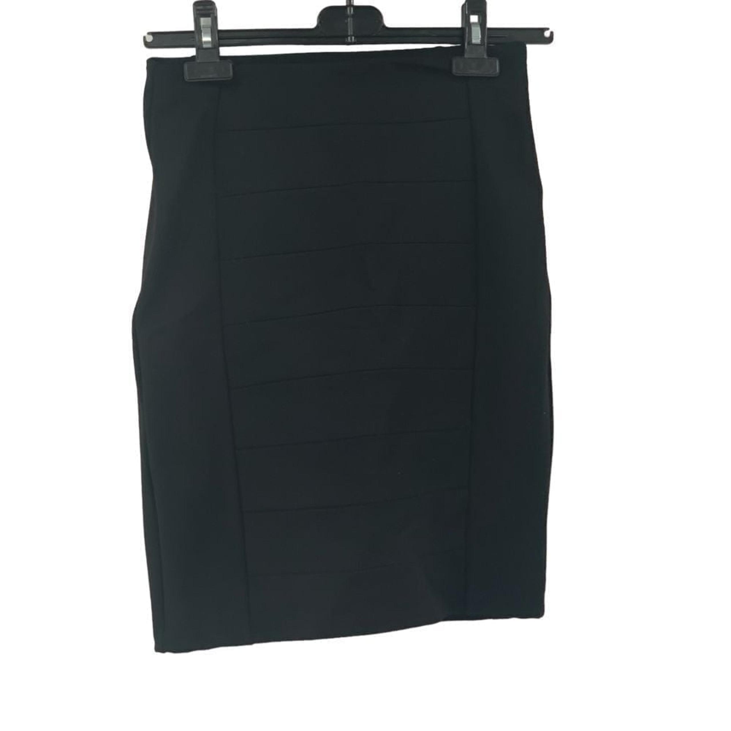 White House Black Market Straight Pencil Skirt Black Stretch Lined Faux Pleat 0