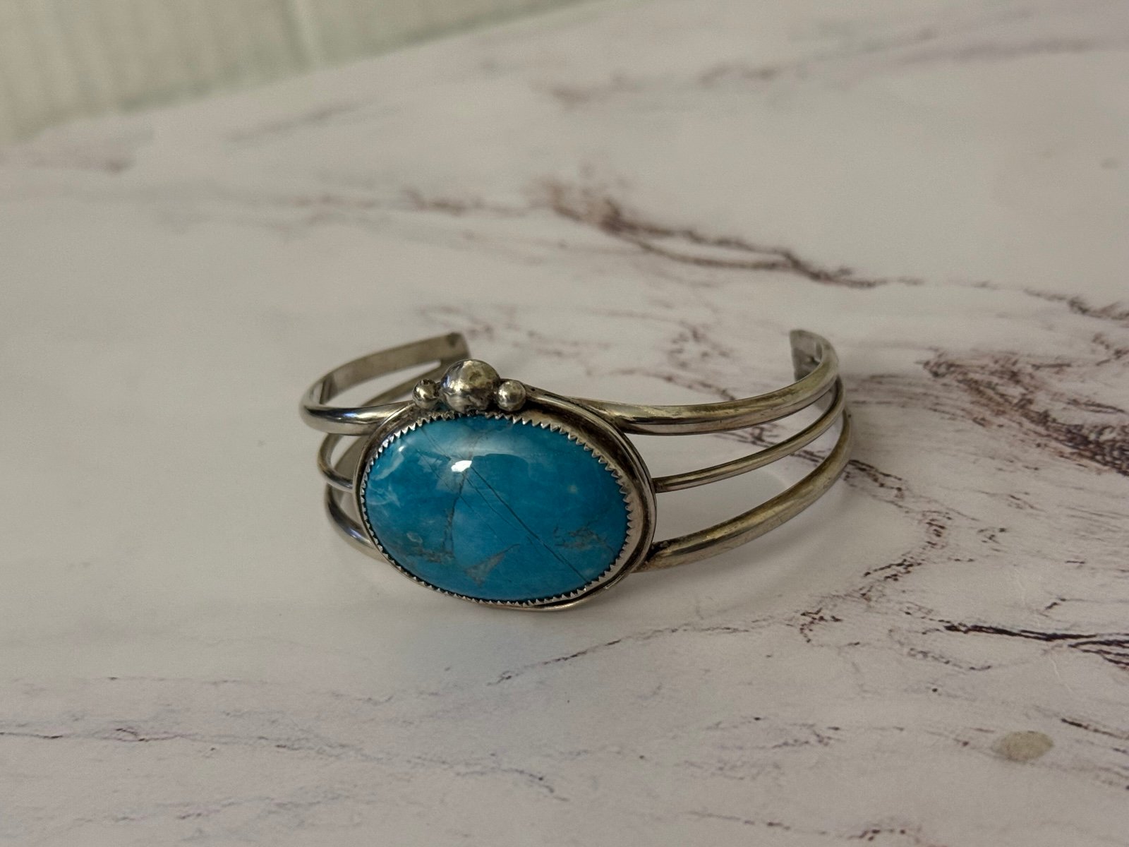 Blue stone Sterling cuff bracelet