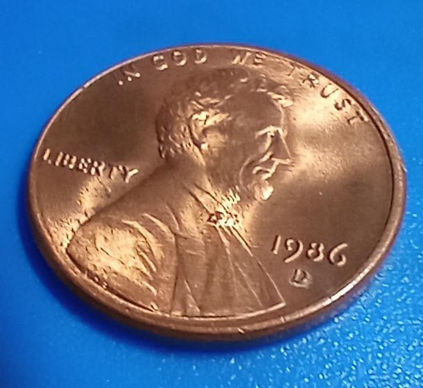 1986 Lincoln penny with repunched mint mark